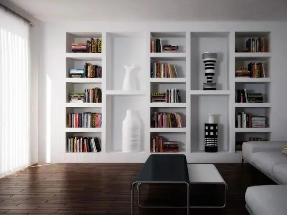 ISO 9001 Certificate Wooden High Bookshelf Modern Design Display Bookcase