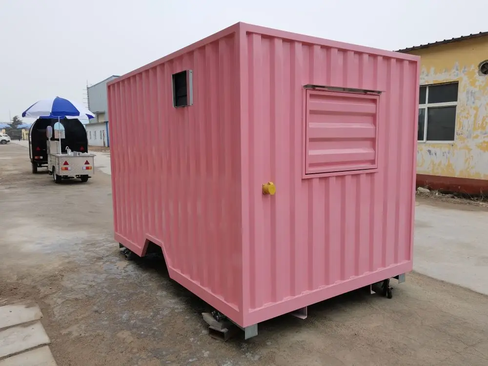 Personalized pink container house publicity and advisory service kiosk
