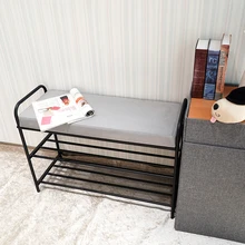 Customized Velvet Metal Steel Cheap Shoe Racks Bench Storage Organizer Holder Rack at Doorway Entrance