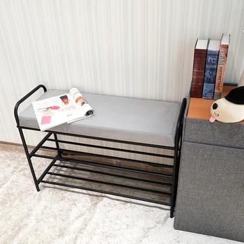 Customized Velvet Metal Steel Cheap Shoe Racks Bench Storage Organizer Holder Rack at Doorway Entrance