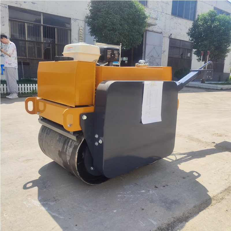 Portable Double Drum Vibratory Manual Roller Compactor Mini Walk-Behind Road Roller with Pump Motor Gear Core Components