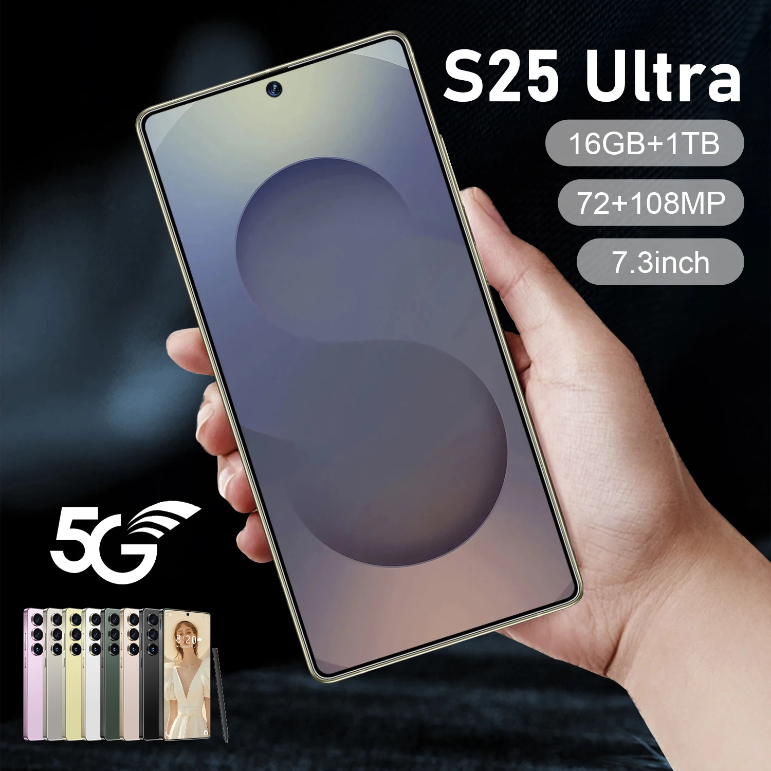 Original S25 Ultra Smartphone - 7.3 Inch HD Screen, 16GB+1TB