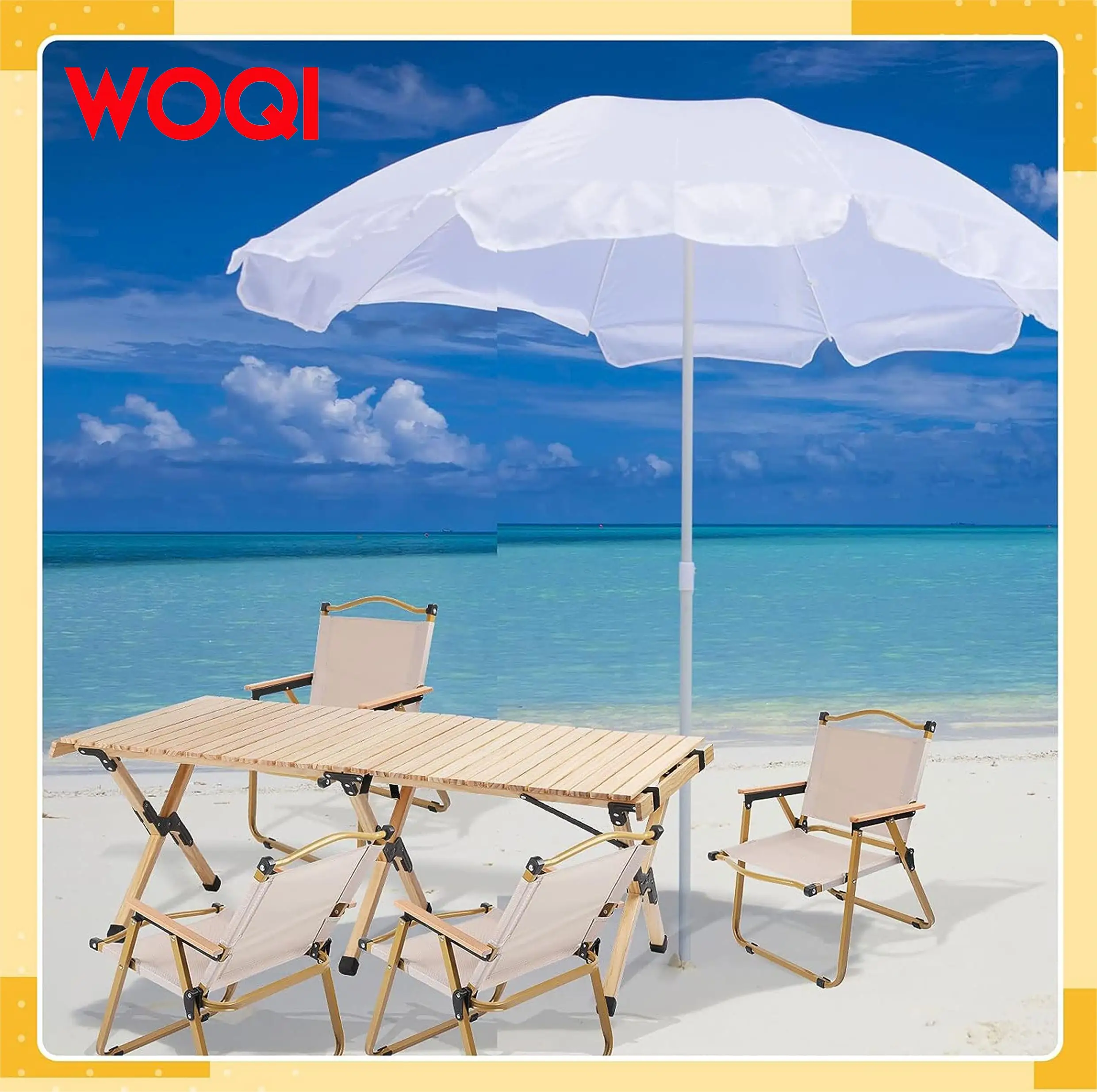 Woqi Foldable Camping Folding Table And Chair Set,Portable Camping