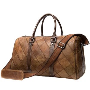 custom logo Custom LOGO Fashion Luxury High End Unisex Full Grain Cow Leather PU Zipper Closure Duffel Travel Weekender Bag