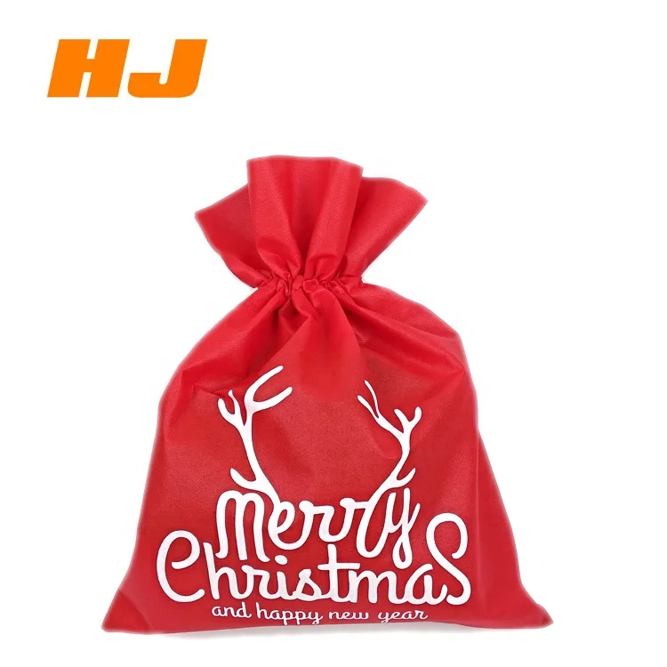 Wholesale Reusable Non Woven Fabric Drawstring Christmas Eco Shopping Gift Bags Christmas