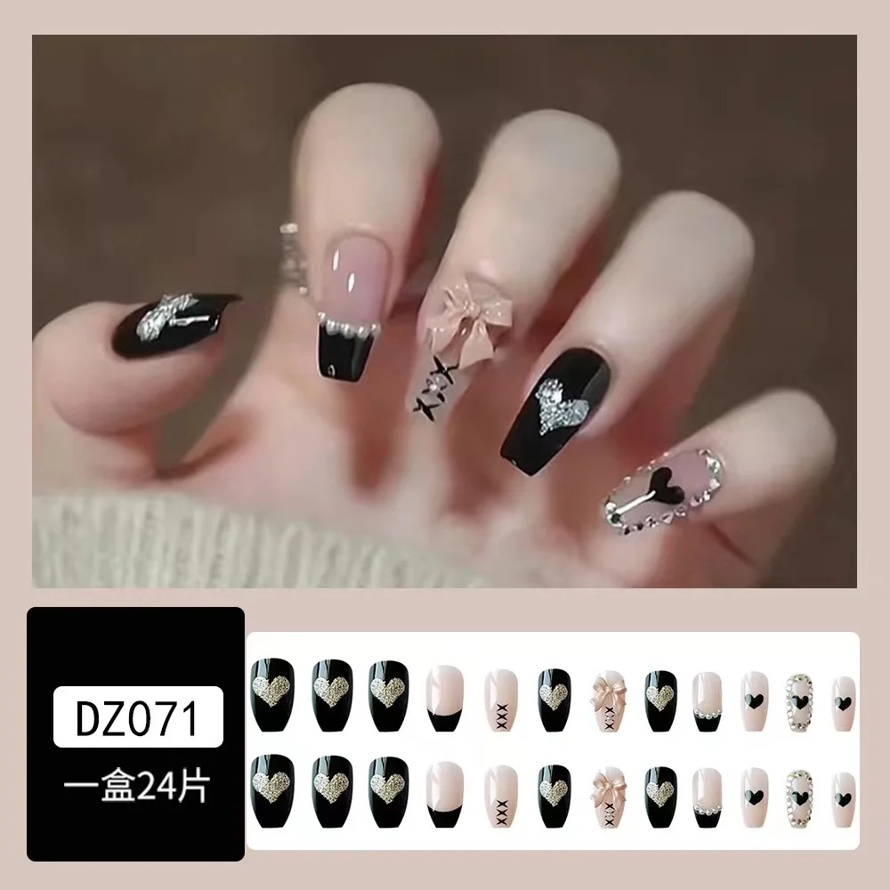 Bin Nail Supplies Artificial Fingernails 24 Pcs Fake Tips Kit Press On