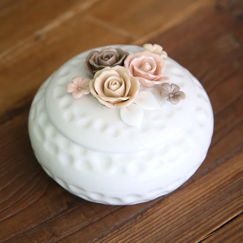 Wholesale Ceramic Three-dimensional Flower Jewelry Storage Box