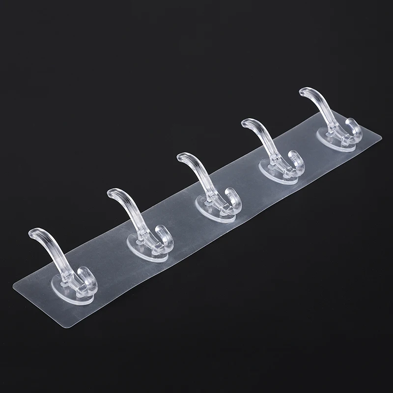 Home Wall Finishing Storage Double-sided Adhesive Wall Hooks Hanger Wall Sticker Coat Hook Transparent Clothing PVC Plastic 42g manufacture