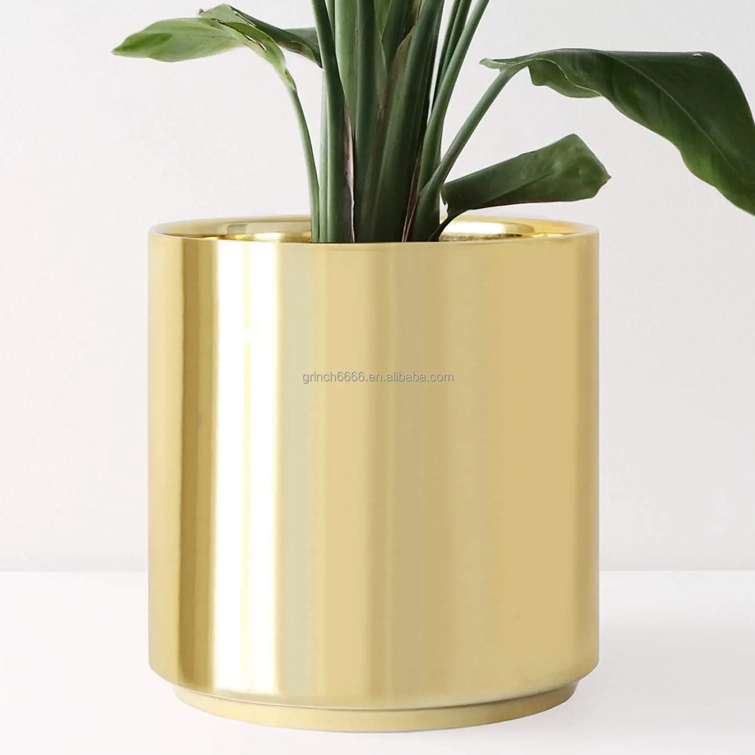 50s 60s パンサー タイガー 24KT ゴールド 金 プランター 陶器 ゴールド 植木鉢 10インチ 手作り釉薬 セラミックポット 大型 室内用