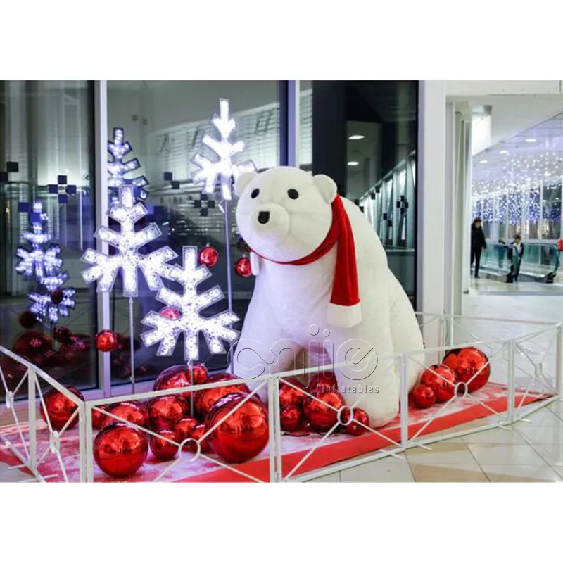 FRP 巨大な白くまのサンタ / Sitting Christmas Bear-JumBo 『クリスマスオブジェ 店舗・イベント向け』 白くま貯金箱 Polar Bear Money BOX フィンランド マフラー付き – Osmund Drive 