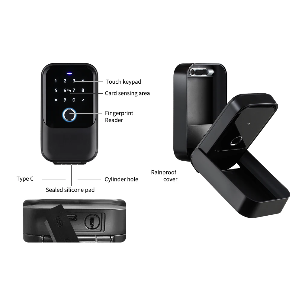 IP65 K5F Keyless Entry Fingerprint NFC Password Code Card Mechanical Key Tuya App Smart Key Box Keybox Lock for Airbnb Apartment