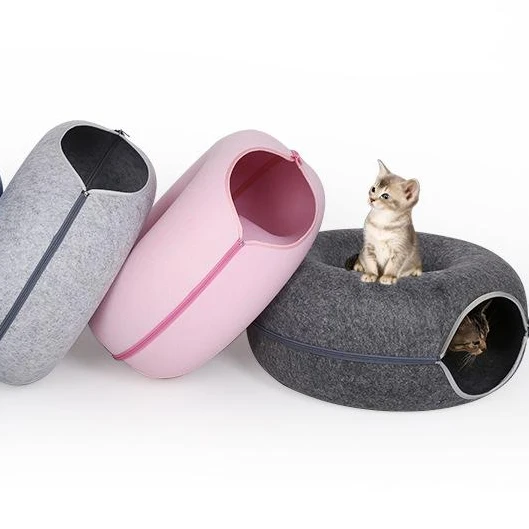 Donut Cat Bed Round Tunnel Detachable Cat Pet Beds Accessories Nest Donut Pet Donut Beds