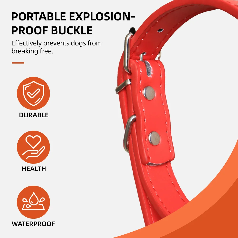 Wholesale Rolled PU Dog Collar Soft Padded Round Puppy Collar Handmade - product detail 3