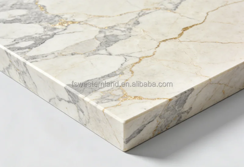 Taj Mahal quartzite - premium white and gold veined variety