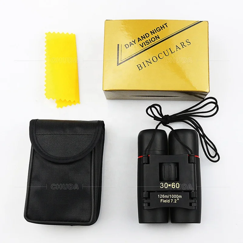 30x60 Folding Compact Zoom Binoculars for Low Light Outdoor