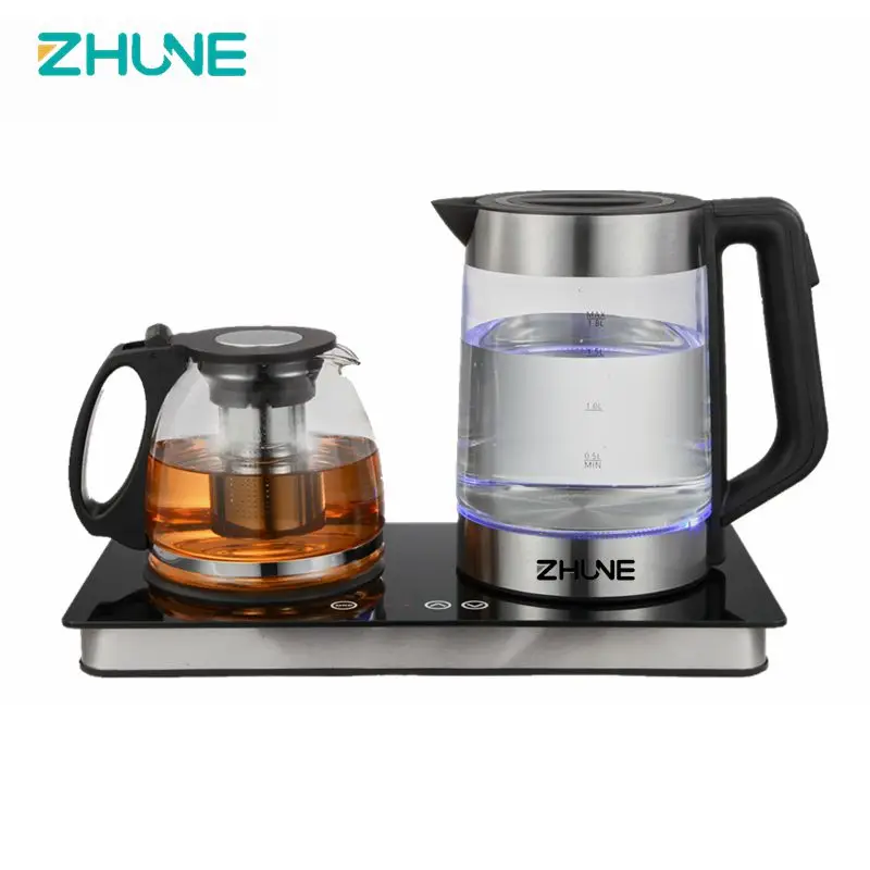 Zhune 1500w Kabelloser Elektrischer Wasserkocher Glas-teekanne Temperaturregelung Warmhaltefunktion 360° Drehbarer Sockel Trockengehschutz