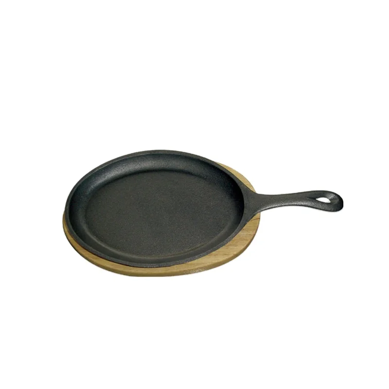 Hot Sale Oval Cast Iron Sizzler Plate Serving Dish Fajita Pan With Wooden Tray Buy Cast Iron