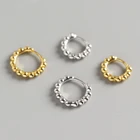 2 Sizes Mini Round Beads Geometric Earrings 925 Sterling Silver Earrings for Women Minimalist Hoop Earrings Wholesale