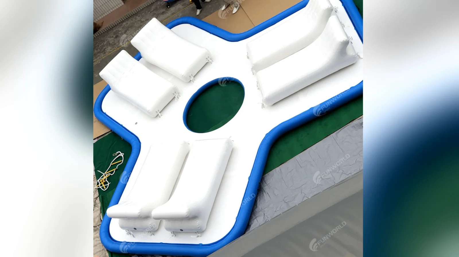 8m Inflatable Floating Island Pool Float Water Bar Lazy River Lounges