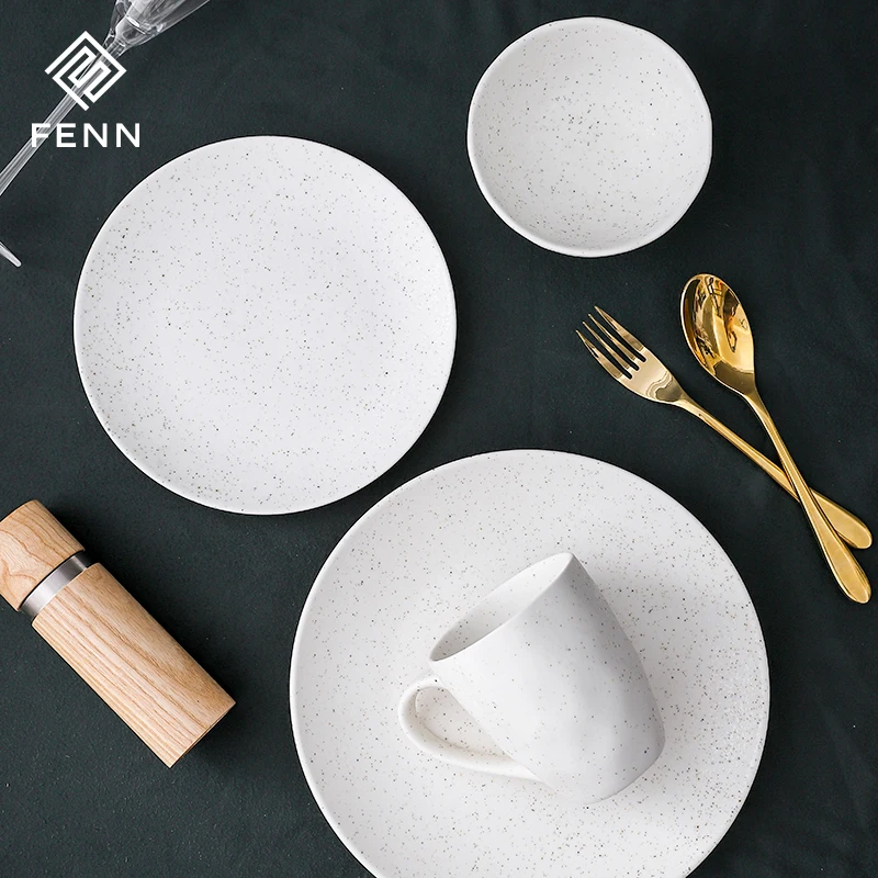 product fenn personalized hotel restaurant porcelain dining dish creative speckled ceramic wedding dinner plate tableware for home-57