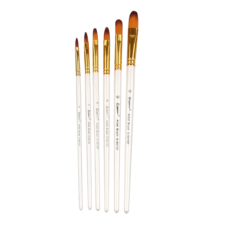 Giorgione 6 шт. синтетические волосы фиберта желтые алюминиевые наконечники деревянная ручка набор кистей для пейнтбола с