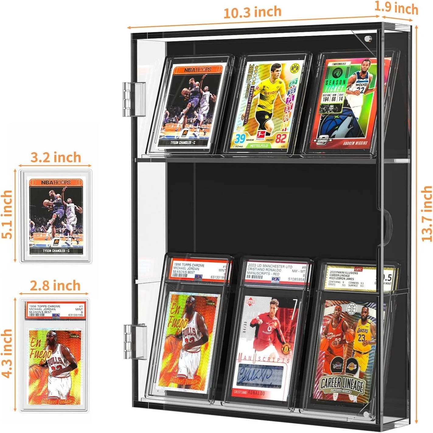 Wall Mount Acrylic Baseball Card Display Case UV Protected Trading Card Box  with Magnetic Door Clear View Sports Cards Frame