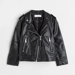 High Quality Custom Designed Little Kids Leather Bomber Jacket Autumn Season Zipper Closure Cotton Filling Kids Clothes Vendor