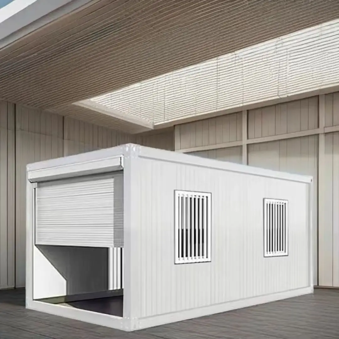 20ft Steel Prefab Metal Car Garage Detachable Flat Pack Modular Garage Container with Roller Door Portable Garage