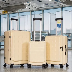 Modern 20/24/28 Inch ABS Front Open Carry-On Luggage Set with Polyester Lining Light Weight and Pocket for Travel