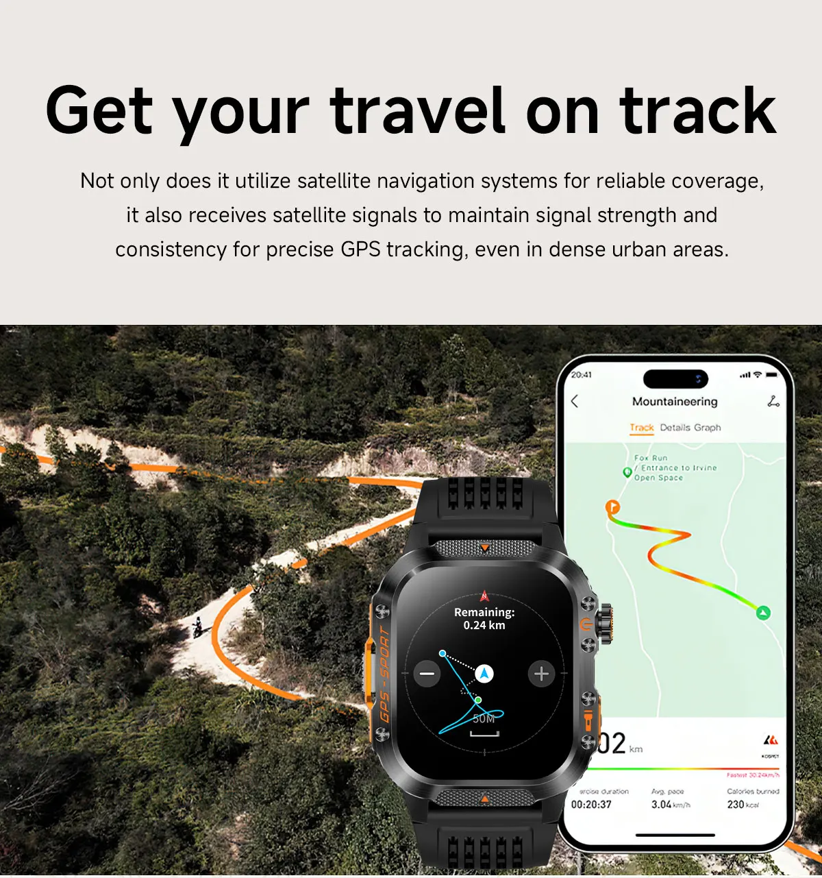 product laudtec black smart watches sport flash light heart rate health monitoring waterproof outdoor sports watch gps smartwatch sb003-6