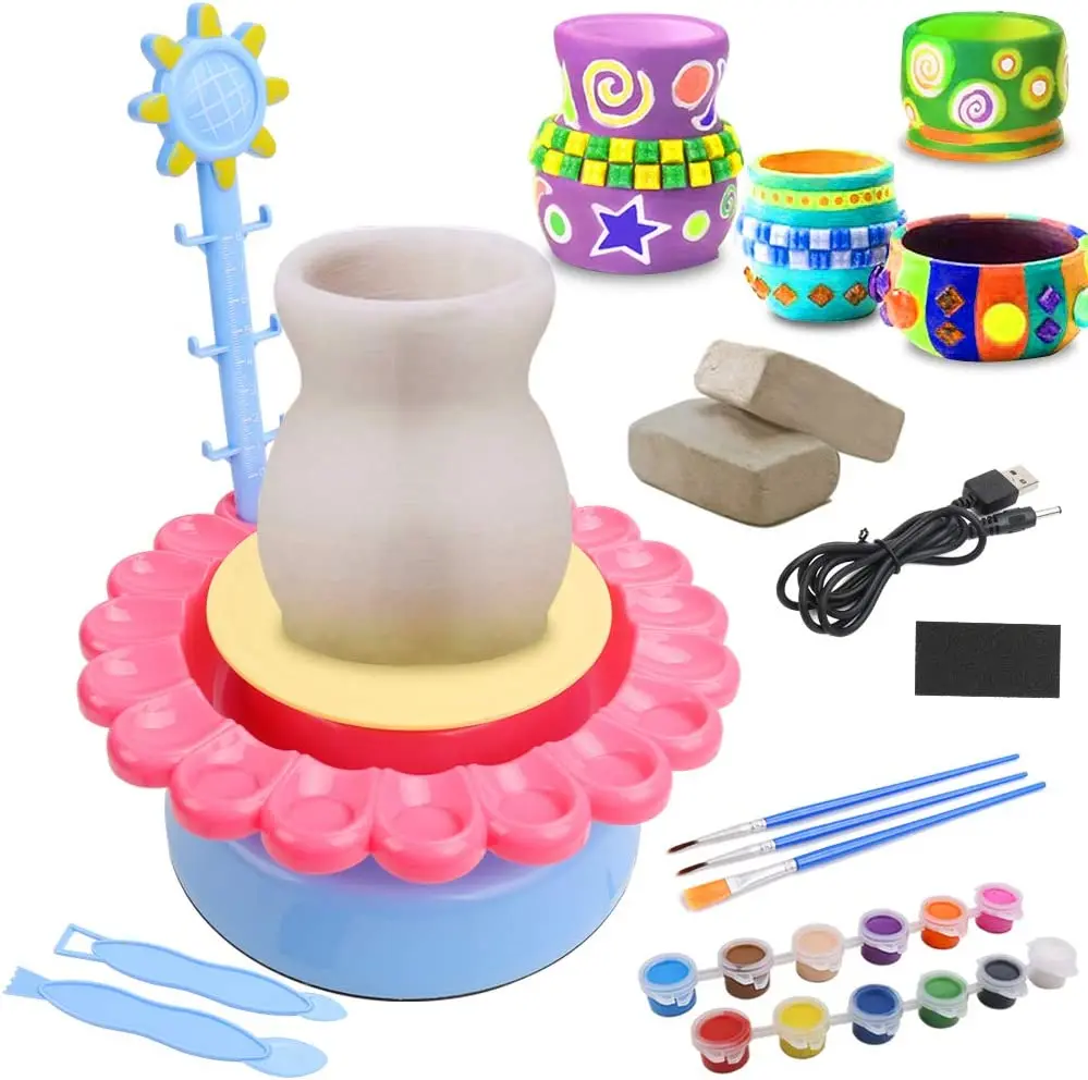 Factory Customized Kids Diy Pottery Wheel Pottery Studio Kit With 2lbs