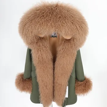 Hot Sale New Winter Fashion Mongolia Sheep Fur Plus Size Ladies Natural Fur Coat Casual Women Real Fur Parka