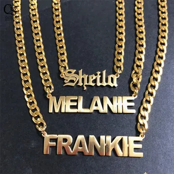 Customized English name men and women hip hop item accessories stainless steel necklace