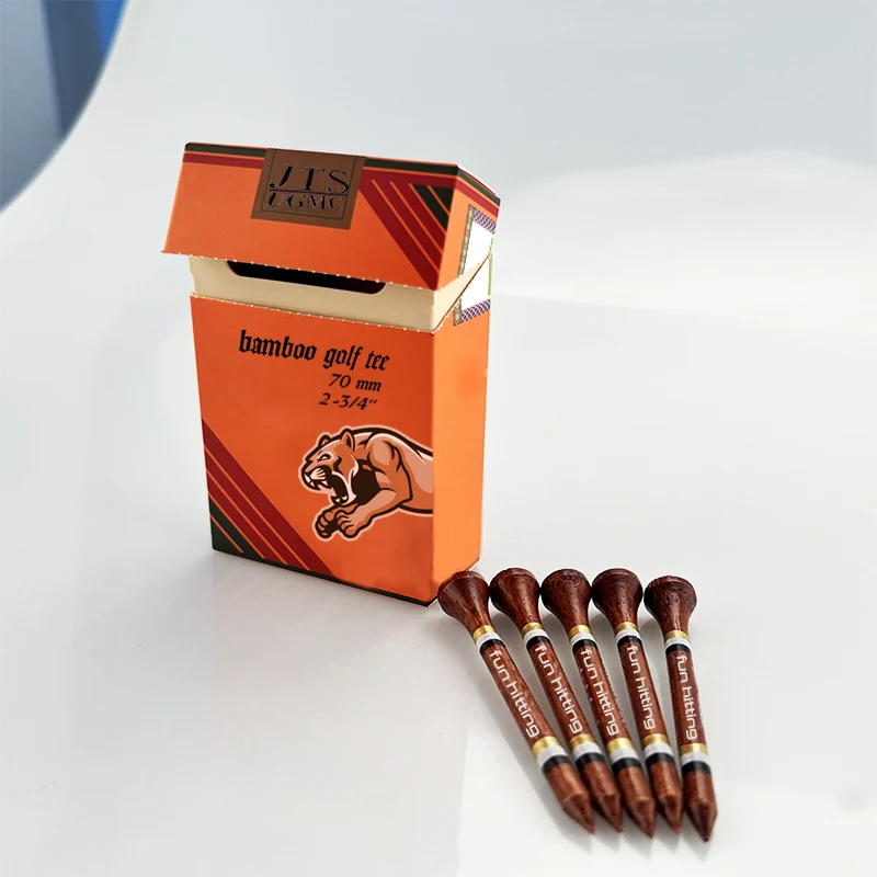 Customization Cigarette Box Silver and Gold Stripes Bamboo Golf Tee