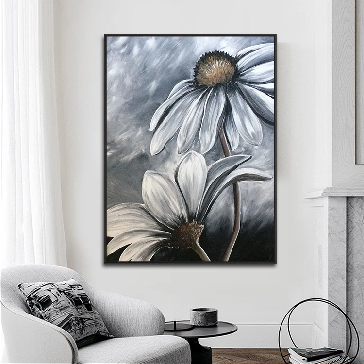 simple black and white flower painting