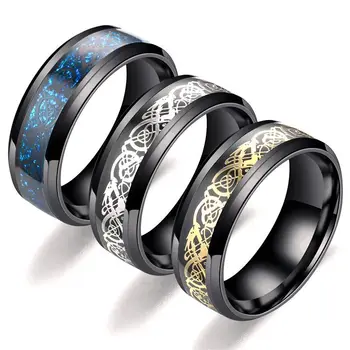 Factory Custom Stainless Steel Dragon Grains Couples Rings Jewelry Fashion Wholesale Cheap Price Men Ring For Gift