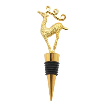 Zinc Alloy Christmas Party Wedding Gift Deer Animal Wine Stopper Cork Reusable Wine Bottle Stopper for Home and bar