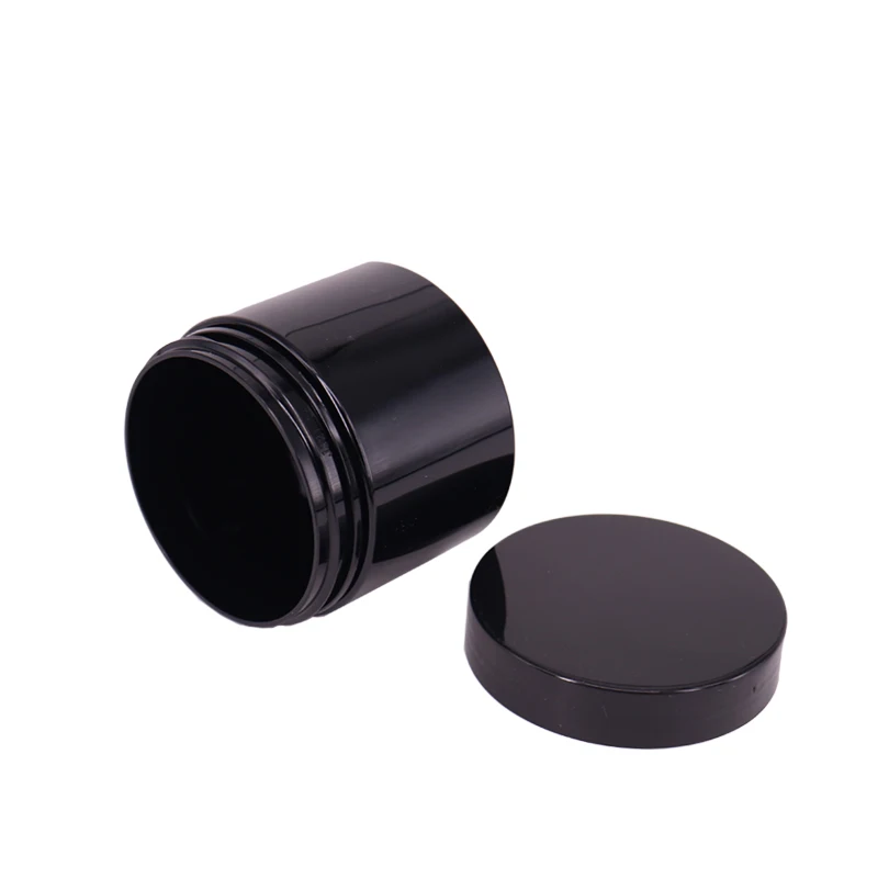 Amber matte black  PET plastic jar 2oz with black lid best cream container / 100ml pomade hair clay pet jar frosted amber