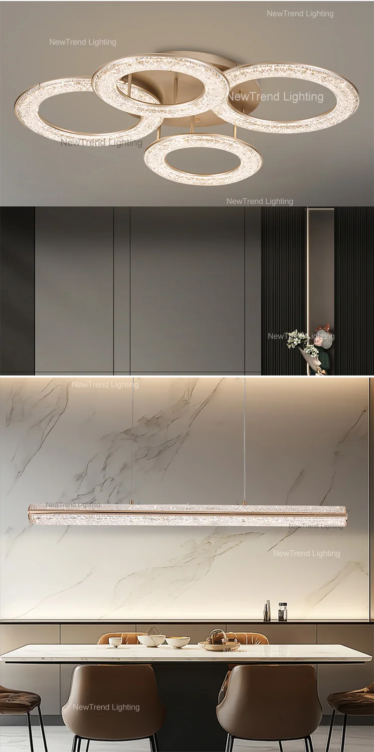 lc9880 indoor decoration round pendant light living dining room restaurant staircase home villa acrylic ceiling led ring chandelier-4