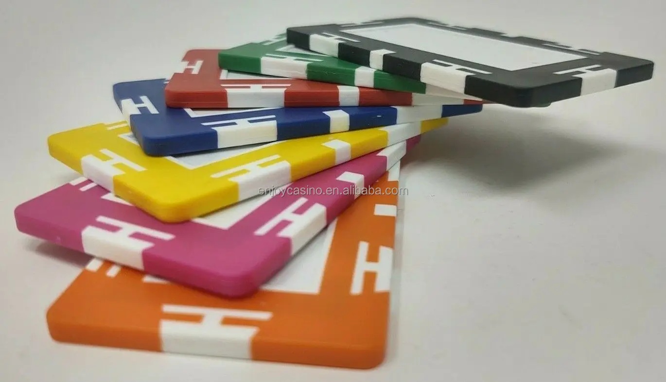 Casino Custom Rectangular Poker Chips With Both Sides Printed In Full