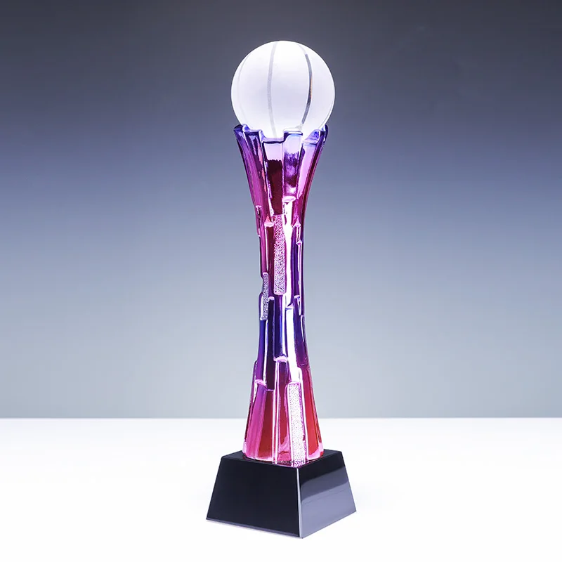 Hot sale New Designs Factory Cheaper custom k9 crystal basketball coated sports resin trophy details