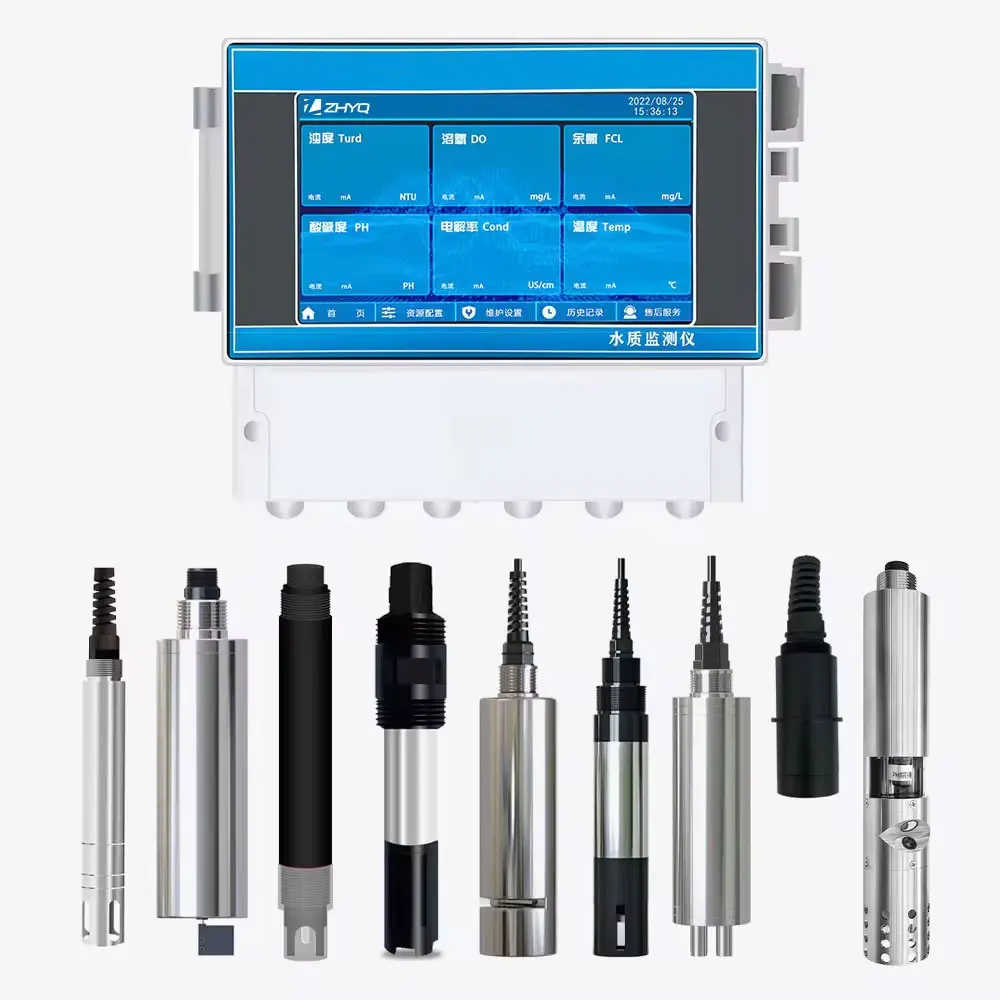 Digital Modbus RS485 Water Quality Detection Probes 5-in-1 Multi Parameter PH Temp Conductivity Turbidity DO OEM Customizable