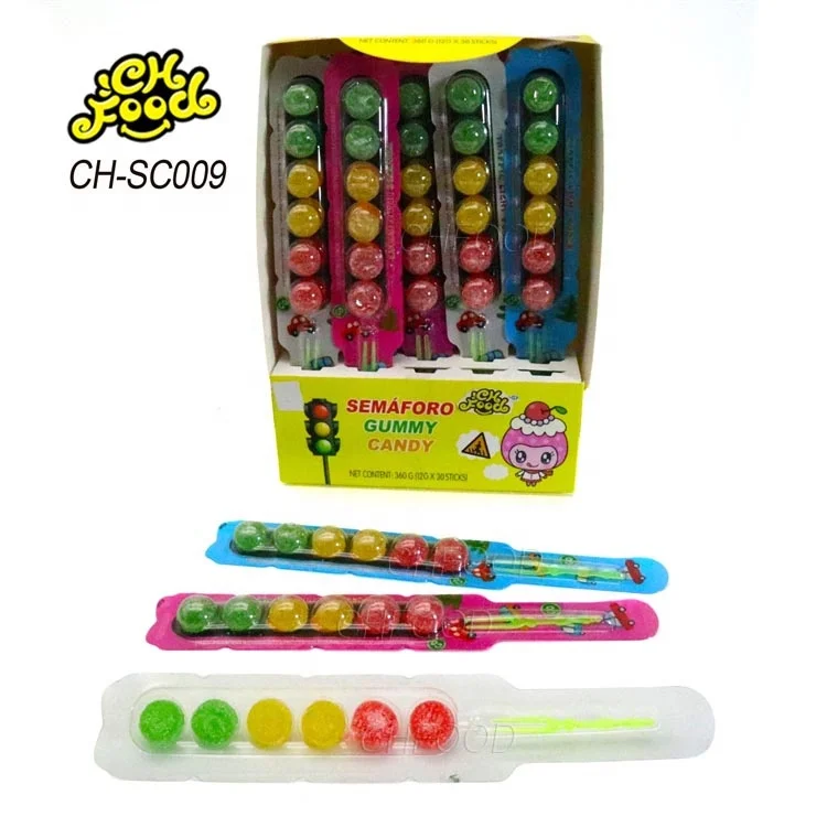 Halal Sugar Coated Traffic Light Fruit Flavor Gummy Jelly Candy Sweets for Kids Wholesale and Custom Soft Sweets Snack Food