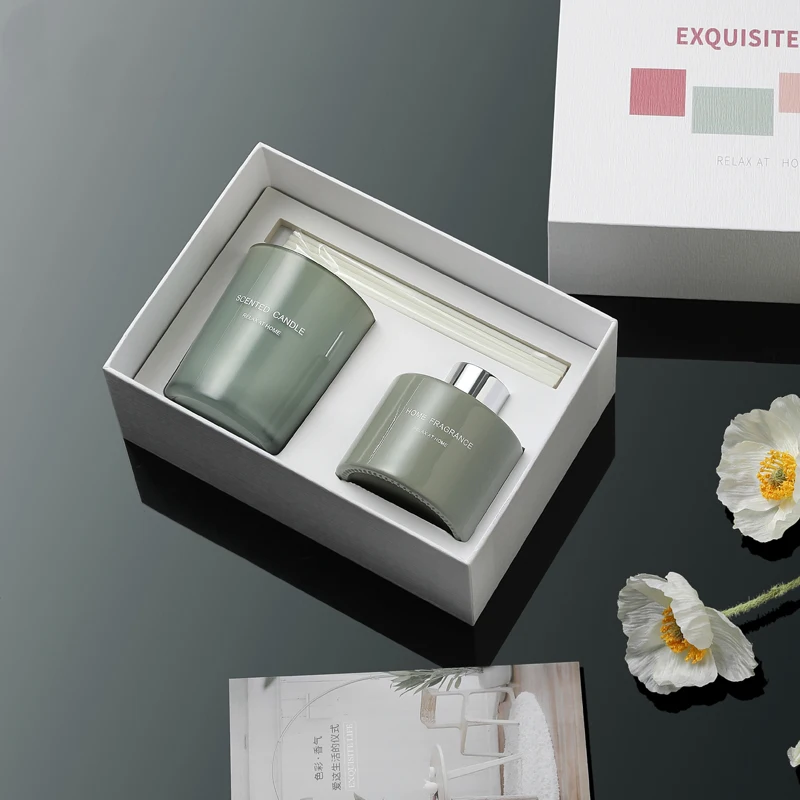 Оптовая продажа, пустая герконовая бутылка диффузора с подарочной коробкой, набор ароматических роскошных свечей, палочки диффузора для подарка