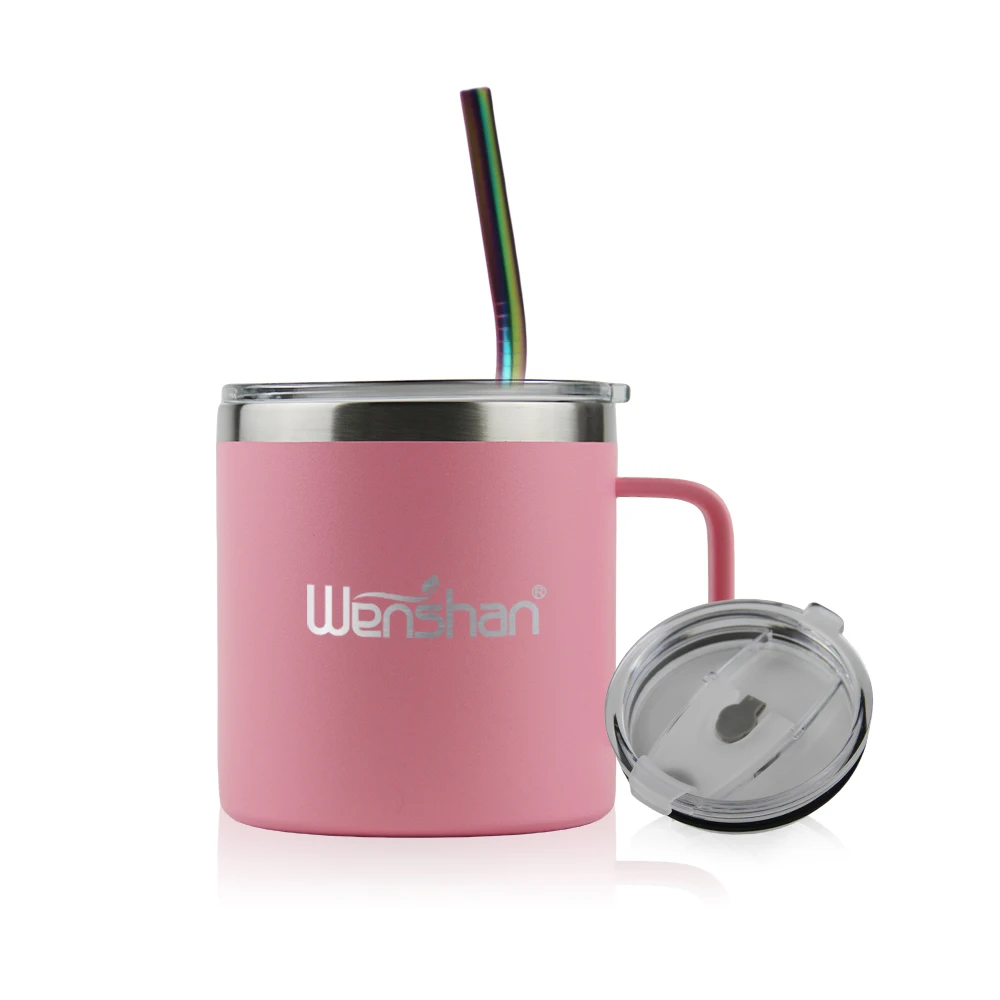 12oz Double Wall Vacuum Stainless Steel Tea & Coffee Mug with Handle Lid  Custom Logo Stocked Business Gift