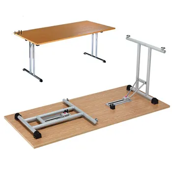 Office Furniture Hotel Meeting Room Folding Table Conference Hall Foldable Table Adult Training Desk With Stainless steel  legs