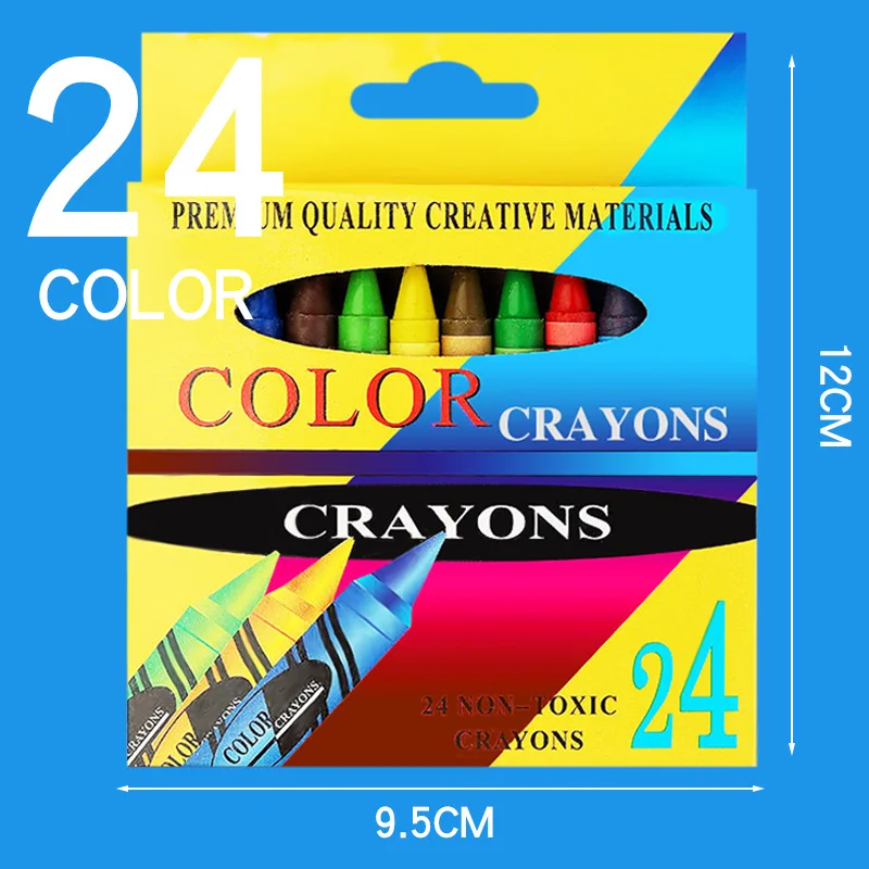 High Quality Nontoxic Bright Color Wax Crayon Set 6/8/12/24 Color Children Drawing Colorful