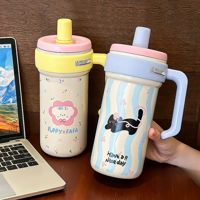 2024 New Ice Cup Large Capacity with Tea Separator Cute and High-value Suction Cup for Students to Use at School