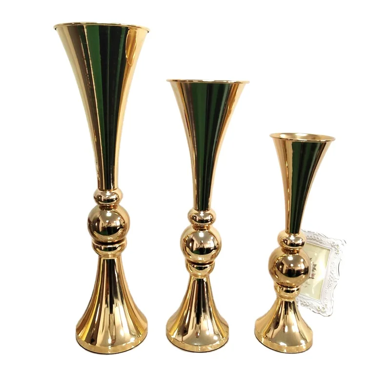 Wholesale Gold Metal Candle Holders Stand Flowers Vase Candlestick As