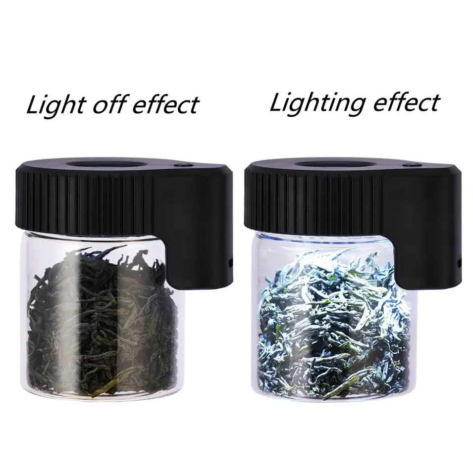 Cheap Custom Light up Air Tight Storage Led Transparent Magnifying View Glass Jar Herb Stash Container MAG Jar